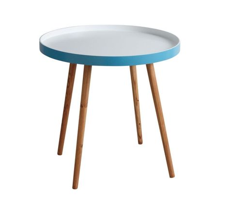 Table d'appoint en bois et mdf laqué bleu
