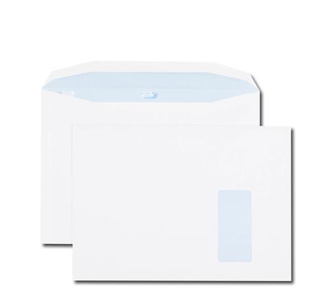 Boite 250 enveloppes Patte trapèze blanches C4 229x324 90 g fenêtre 105X50 gommées GPV