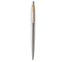PARKER Jotter stylo bille, acier, attributs dorés, recharge encre gel noire, pointe moyenne (0,7 mm), Coffret cadeau