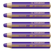 Crayon woody 3 en 1 extra large violet foncé x 5 stabilo