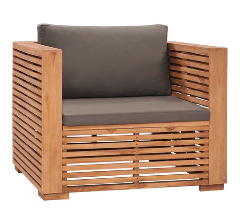 Vidaxl fauteuil de jardin avec coussins gris foncé bois de teck solide