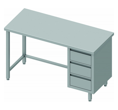 Table de travail inox avec 3 tiroirs - gamme 800 - stalgast -  - inox1100x800 x800xmm