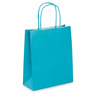 Mini sac kraft turquoise à poignées torsadées 18 x 22 x 8 cm (lot de 50)