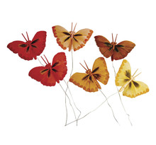Papillon en plumes teintes brunes 2 cm 6 pièces