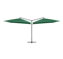 Vidaxl parasol double avec mât en acier 250 x 250 cm vert