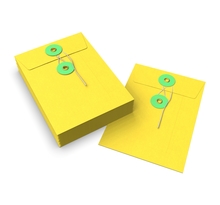 Lot de 20 enveloppes jaune+ vert à rondelle et ficelle 162x114