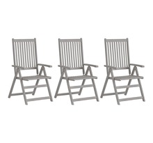 Vidaxl chaises inclinables de jardin 3 pcs gris bois solide d'acacia