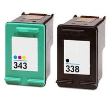Pack 2 cartouches d'encre n° 338 xl noir et n° 343 xl couleur grande capacité pour imprimante hp psc 1513
