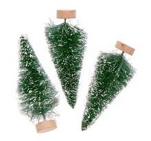 Lot de 3 sapins de Noël en bois vert 7 cm