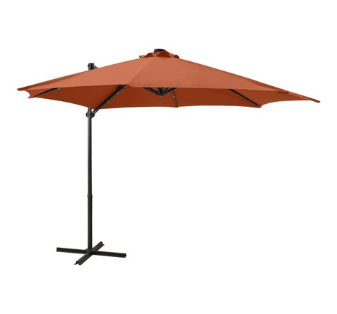 Vidaxl parasol déporté avec mât et lumières led terre cuite 300 cm