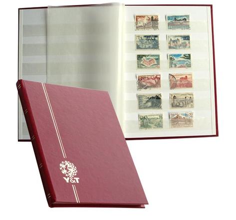 PERFECTA : Classeur fixe pour timbres (Petit modèle-Pages Blanches-32p. Grenat)
