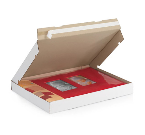 Boite postale carton plate blanche petite cannelure avec fermeture adhésive raja 43x31x5 cm (lot de 50)