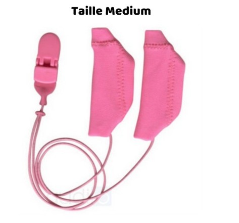 Housse duo de protection pour appareils auditifs taille m avec cordon  rose
