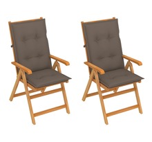 Vidaxl chaises de jardin 2 pcs avec coussins taupe bois de teck massif