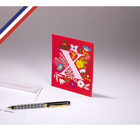 Carte simple Bouton d'or créée et imprimée en France - La lettre X