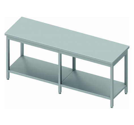 Table inox professionnelle sans dosseret - avec etagère - profondeur 600 - stalgast - 2400x600 x600xmm