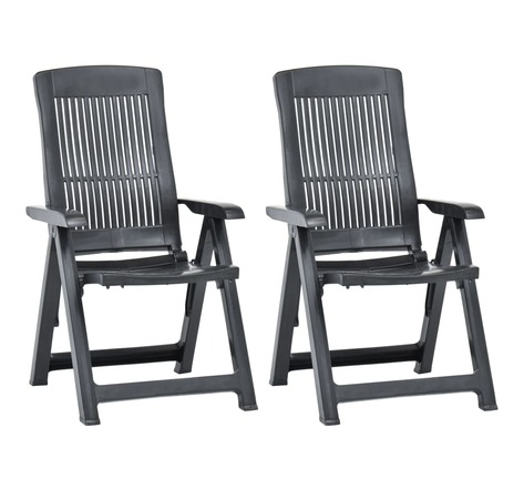 Vidaxl chaises inclinables de jardin 2 pièces plastique anthracite