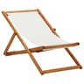 Vidaxl chaise pliable de plage bois d'eucalyptus et tissu blanc crème