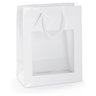 Sac vitrine pelliculé mat blanc à poignées cordelières 11 4 x 14 6 x 6 4 cm (lot de 25)