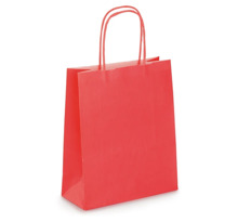 Mini sac kraft rouge à poignées torsadées 18 x 22 x 8 cm (lot de 50)