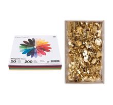 200 feuilles origami basic 15 x 15 cm + 150 punaises dorées