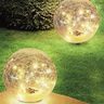 Lot de 2 sphère solaires 2x crack ball solar transparent verre h13cm