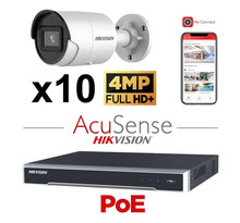 Kit vidéosurveillance 10 caméras Hikvision 4MP H265+ intelligence artificielle AcuSense vision de nuit 40 mètres EXIR 2.0