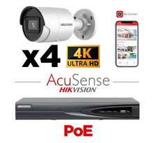 Kit vidéosurveillance 4 caméras Hikvision 4K H265+ Intelligence artificielle AcuSense vision de nuit 40 mètres EXIR 2.0