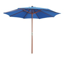 vidaXL Parasol avec mât en bois 300x258 cm Bleu