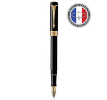 Parker duofold centennial stylo plume  noir  plume fine en or 18k  encre noire  coffret cadeau