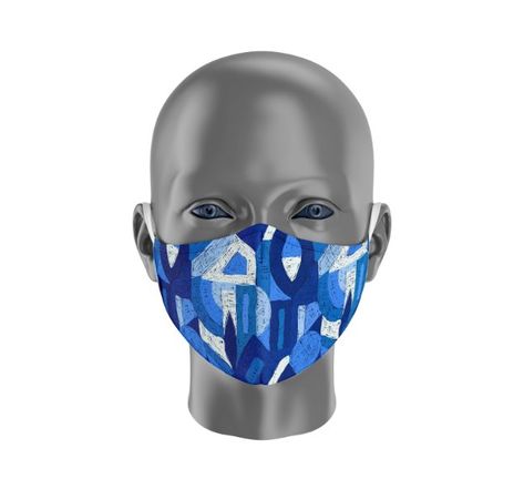 Masque Distinction Motifs Bleu - Masque tissu lavable 50 fois