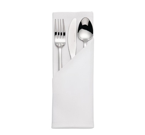 Serviette blanche en coton bande de satin 550 x 550 mm - lot de 10 - mitre - coton 550x550xmm