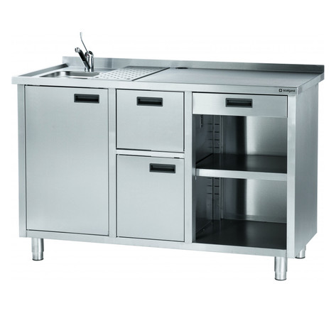 Table pour machine à expresso avec égouttoir et lavabo - stalgast - acier inoxydable 1500x700x1000mm