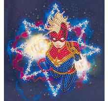Carte Crystal Art à diamanter - Captain Marvel - 18 x 18 cm