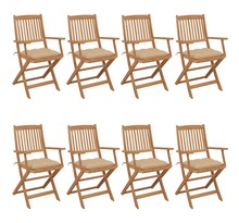 Vidaxl chaises pliables de jardin 8 pcs avec coussins bois d'acacia