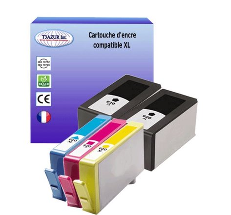 5 Cartouches compatibles avec HP OfficeJet 6000, 6500, 6500 E709 remplace HP 920XL  (Noire+Couleur)- T3AZUR