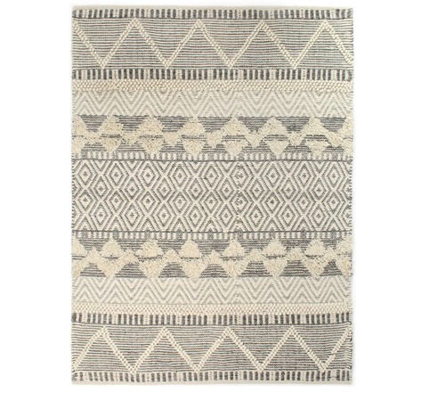Vidaxl tapis en laine tissée à la main 80x150cm blanc/gris/noir/marron