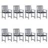 Vidaxl chaises de jardin avec coussins 8 pièces bois d'acacia solide gris