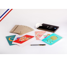 Boîte de 6 cartes doubles Sugar Candy créées et imprimées en France avec 6 enveloppes