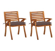 Vidaxl chaises à dîner de jardin avec coussins 2 pcs acacia massif