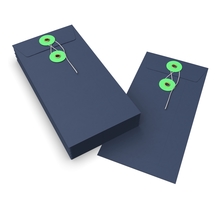 Lot de 20 enveloppes bleue marine + vert à rondelle et ficelle 220x110
