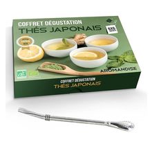 Coffret thés japonais en infusettes + paille inox avec filtre
