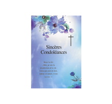 Carte de voeux - condoléances - sincères condoléances - fleurs bleues