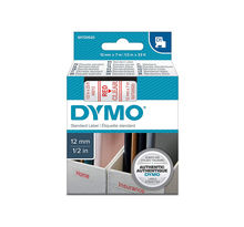 DYMO LabelManager cassette ruban D1 12mm x 7m Rouge/Transparent (compatible avec les LabelManager et les LabelWriter Duo)