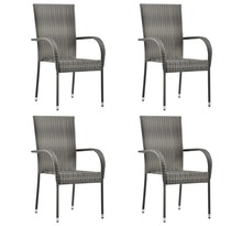Vidaxl chaises empilables d'extérieur 4 pcs gris résine tressée