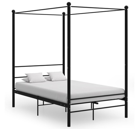 vidaXL Cadre de lit à baldaquin Noir Métal 120x200 cm