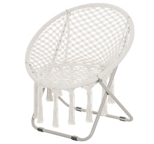 Loveuse fauteuil rond de jardin fauteuil lune papasan pliable grand confort macramé coton polyester beige