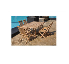 Le Wetar : Salon de jardin teck 6/8 pers. 4 et 2 fauteuils chaises et table rect
