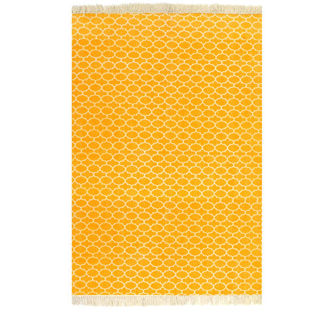 Vidaxl tapis kilim coton 160 x 230 cm avec motif jaune