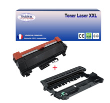 Kit Tambour+Toner compatibles avec Brother TN2420, DR2400 pour Brother MFC-L2730DW, MFC-L2732DW - T3AZUR